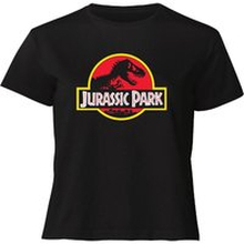 Jurassic Park Logo Women's Cropped T-Shirt - Black - XS - Black