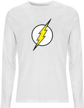 Justice League Flash Logo Men's Long Sleeve T-Shirt - White - M - White