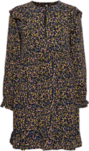 Printed Drapey Dress With Shoulder Ruffles Knælang Kjole Multi/patterned Scotch & Soda