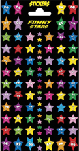 88 stk Klistremerker med Smilende Stjerner og Glitter