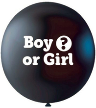 Svart Boy or Girl Gender Reveal Ballong med Konfetti 93 cm - Rosa og Blå Konfetti følger med
