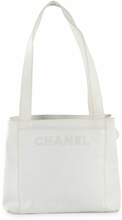 Chanel White Caviar Leather Tote Bag