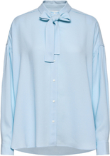 P212-2060Crp / Ls Satin Crepe Shirt W Tie Bluse Langermet Blå 3.1 Phillip Lim*Betinget Tilbud