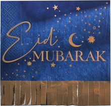 Servetter Eid Mubarak Blå/Guld - 16-pack