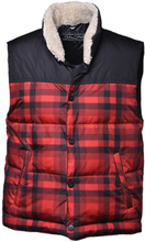 Red and black chequered down waistcoat