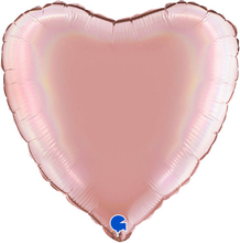 Hjärtballong Holografisk Platinum Rosé