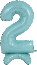 Sifferballong med Ställning Pastellblå - Siffra 2