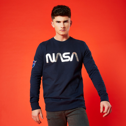 NASA Metallic Logo Unisex Sweatshirt - Navy - M