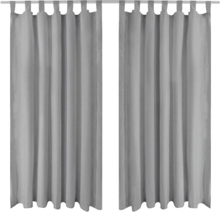 vidaXL Mikrosateng gardiner med hemper 2 stk 140x175 cm grå