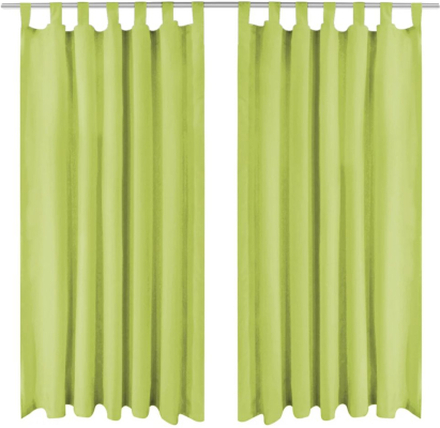 vidaXL Mikrosateng gardiner med hemper 2 stk 140x175 cm grønn