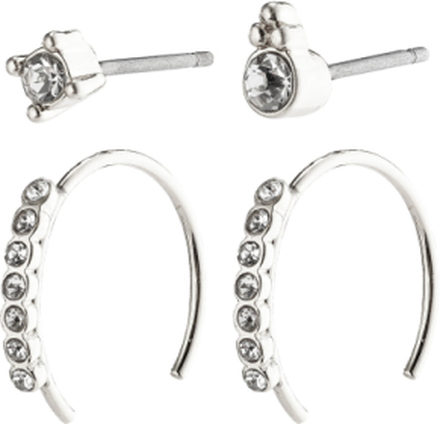 Kali Crystal Earrings Accessories Jewellery Earrings Hoops Sølv Pilgrim*Betinget Tilbud
