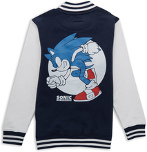 Sonic The Hedgehog Sonic Embroidered Varsity Jacket - Navy/White - S