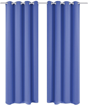 vidaXL Lystette gardiner 2 stk med metallmaljer 135x245 cm blå