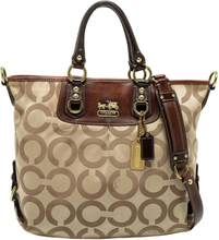 Pre-owned Beige/Brown Op Art Canvas and Patent Leather Madison Julianne Shoulder Bag