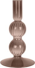 Candle Holder Swirl Bubbles Home Decoration Candlesticks & Lanterns Candlesticks Brown Present Time