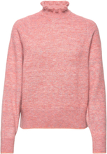 Ruffled High-Neck Lurex Pullover Tops Knitwear Turtleneck Pink Scotch & Soda