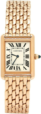 Pre-eide Cartier Silver 18K Rose Gold Tank Louis Wgta0024 Kvinner & Armbåndsur 21 mm