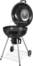 Barbecue a carbonella con coperchio e termometro doppia griglia in metallo nero