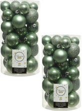 60x Salie groene kerstballen 4 - 5 - 6 cm kunststof mat/glans/glitter