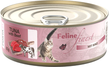 5 + 1 gratis! Feline Finest Katzen Nassfutter 6 x 85 g - Thunfisch mit Rind
