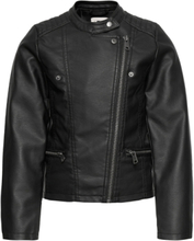 Kogfreya Faux Leather Biker Otw Noos Outerwear Jackets & Coats Leather Jacket Black Kids Only