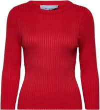 Dasia Knit Tee Tops T-shirts & Tops Long-sleeved Red Minus