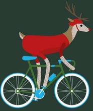 Biking Reindeer Christmas Sweatshirt - Forest Green - L