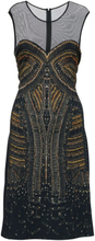 Pre-owned Black Safety Pin Print Knit Bodycon Dress