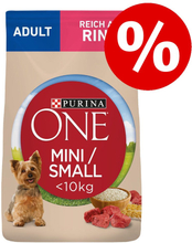 Zum Sonderpreis! Purina One Hundefutter 7 kg / 9 kg - 9 kg (6 x 1,5 kg) Mini Active Huhn & Reis