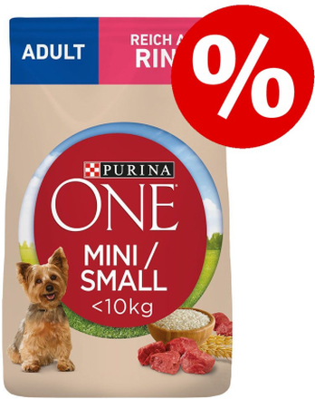 Zum Sonderpreis! Purina One Hundefutter 7 kg / 9 kg - 9 kg (6 x 1,5 kg) Mini Weight Control / Sterilised Truthahn & Reis