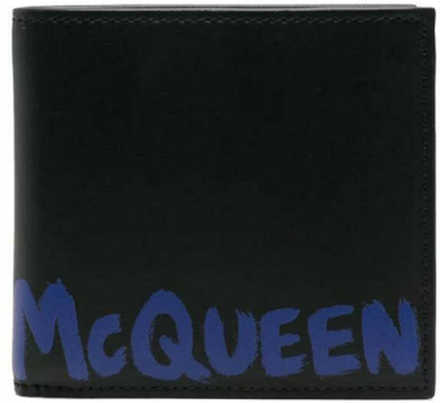 Alexander McQueen Logo-Print Bi-Fold Wallet Black/Blue