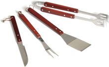 Set 4 attrezzi acciaio per barbecue forchettone coltello pinza paletta 02700