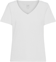 100% Organic Cotton Vintage V-Neck T-Shirt T-shirts & Tops Short-sleeved Hvit GAP*Betinget Tilbud