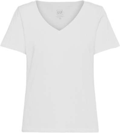 100% Organic Cotton Vintage V-Neck T-Shirt T-shirts & Tops Short-sleeved Hvit GAP*Betinget Tilbud