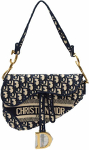 Navy Cream Christian Dior Oblique Saddle Bag pre-eide