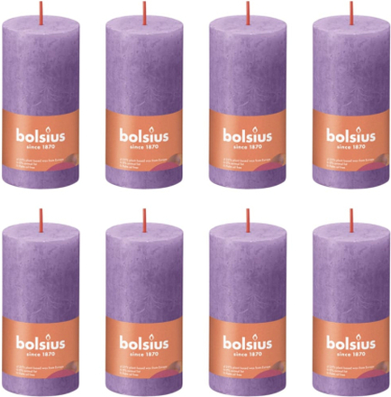 Bolsius Rustika blockljus 8-pack 100x50 mm livlig violett