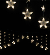 Stjärnformad Ljusslinga med 136 Varmvita LED-Ljus och 7 Ljusfunktioner - Inom- och Utomhusbruk 20 meter