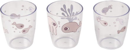 Yummy Mini Glass 3 Pcs Sea Friends Home Meal Time Cups & Mugs Cups Rosa D By Deer*Betinget Tilbud