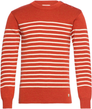 Striped Mariner Sweater "Molène" Strikkegenser M. Rund Krage Oransje Armor Lux*Betinget Tilbud
