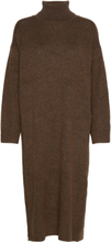 Objabbie L/S Knit Dress Pb12 Knälång Klänning Brown Object