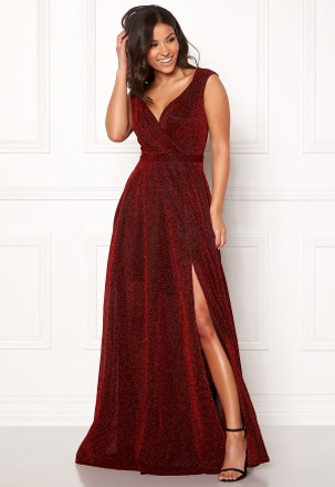 Goddiva Glitter Wrap Maxi Dress Red S (UK10)