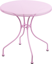 Tavolo in ferro con piano traforato rosa chiaro 06173