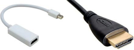 HDMI Adapter og Kabel 1.4 - Mini DisplayPort til HDMI, Understøtter Full HD og 3D