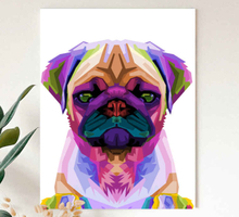 Canvas schilderij honden Pop art mopshond