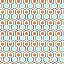 Noordwand Good Vibes Carta da Parati Hexagon Pattern Verde e Arancione
