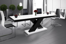 Uitschuifbare Eettafel Xenon 160 cm tot 210 cm - Hoogglans Wit met Zwart