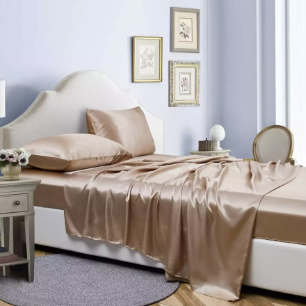 Set med 4 Ultra Soft Hotel Quality Luxury Silky Lakan - Khaki - Kung