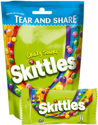 Skittles Crazy Sours i Påse - 174 gram
