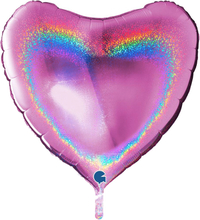 Folieballong Hjärta Glitter Rosa Stor - 1-pack