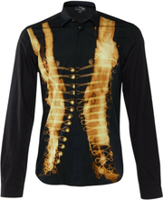 McQ by Alexander McQueen Black Fire Printed Cotton Button Front Shirt